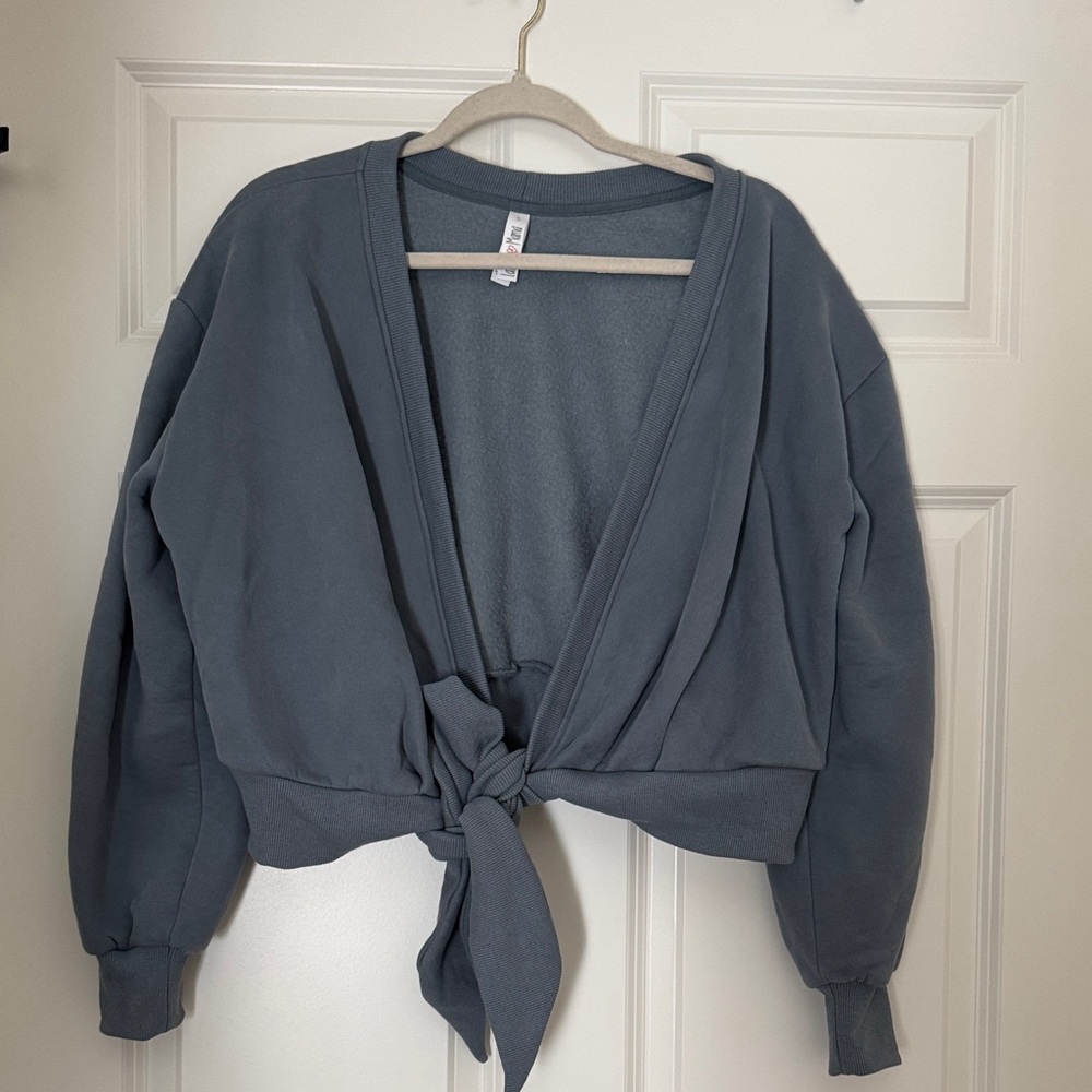 Latched Mama Blue Tie Front Cardigan